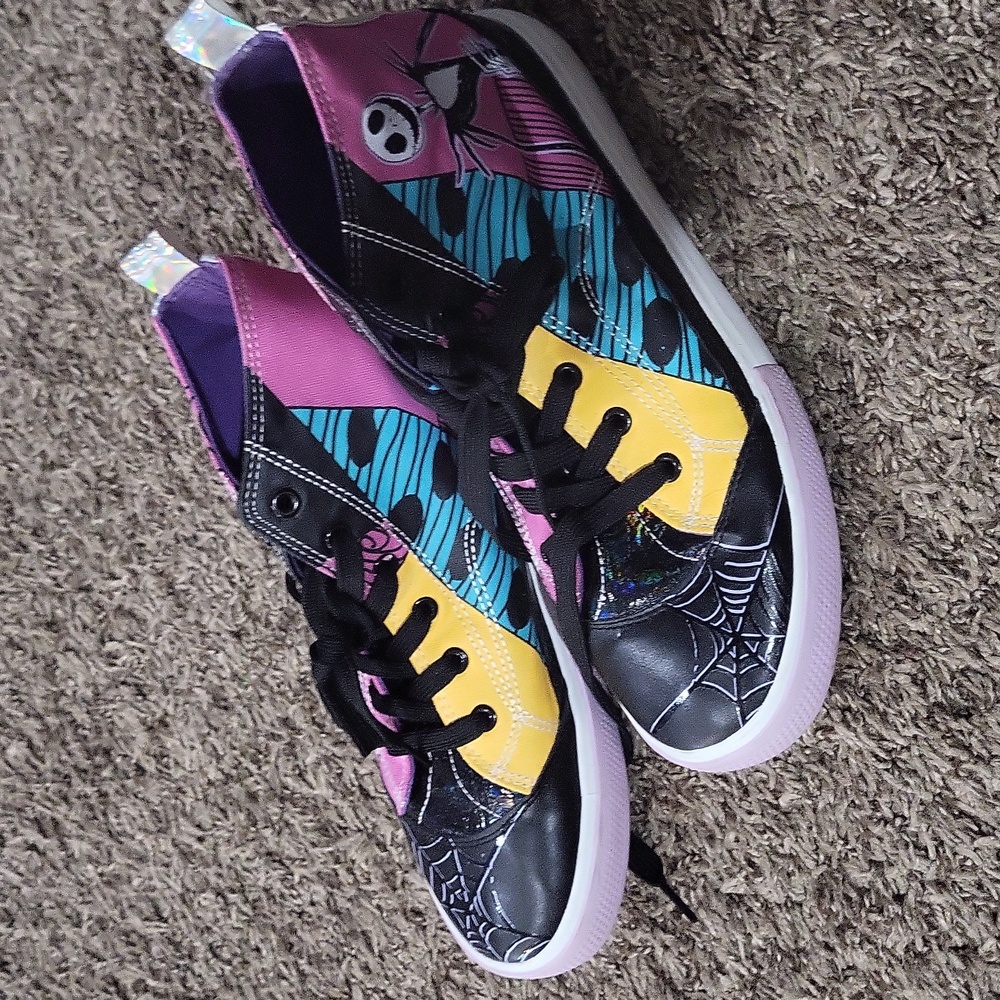 High-Top Sneakers with Tim Burton Nightmare B4 Christmas Design